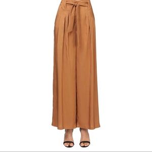 High Waist Belted Wide Leg Culotte Pants | S